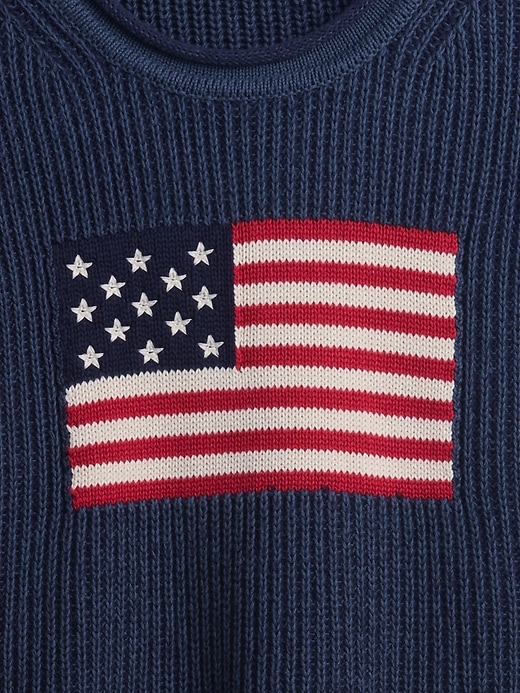 Image number 5 showing, 100% Cotton Oversized Crop Americana Sweater