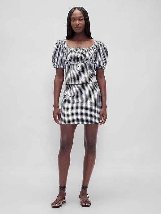 Image number 1 showing, Low Rise Linen-Blend Mini Skort