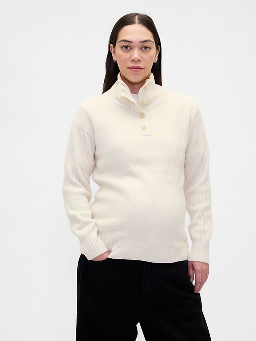 Image number 1 showing, Maternity CashSoft Mockneck Sweater