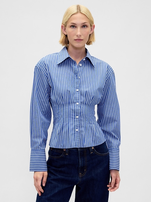 Image number 1 showing, Organic Cotton Poplin Fitted Shirt