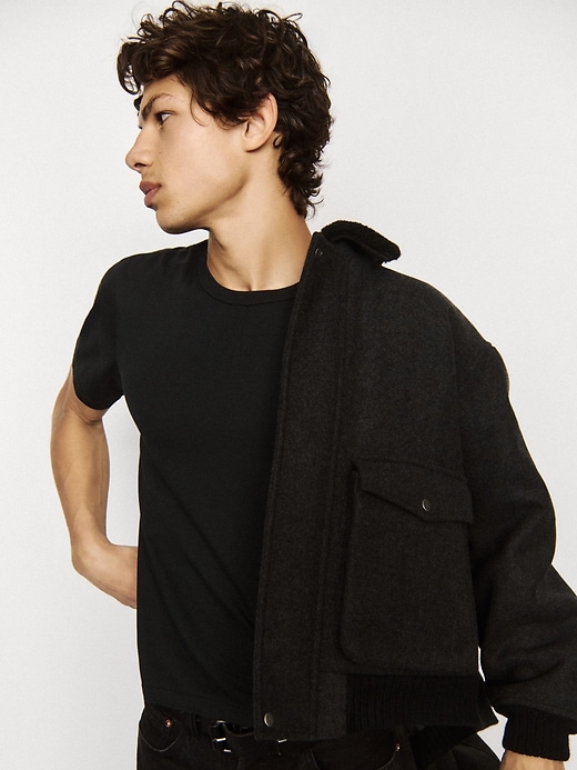 Image number 6 showing, Wool-Blend Relaxed Bomber Jacket