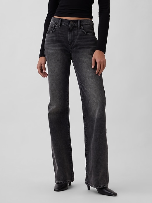 Image number 2 showing, Mid Rise Rigid Relaxed Flare Jeans