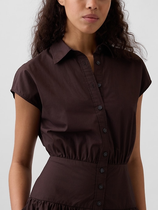 Image number 4 showing, Poplin Drop-Waist Maxi Shirtdress