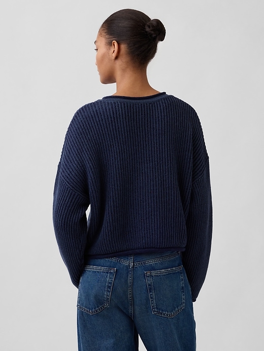 Image number 3 showing, 100% Cotton Oversized Crop Americana Sweater