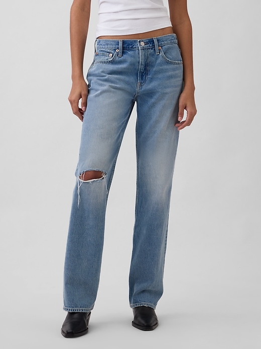 Image number 2 showing, Mid Rise Rigid Relaxed Straight Jeans