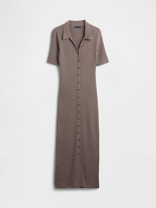 Image number 5 showing, CashSoft Rib Collared Midi Cardigan Dress
