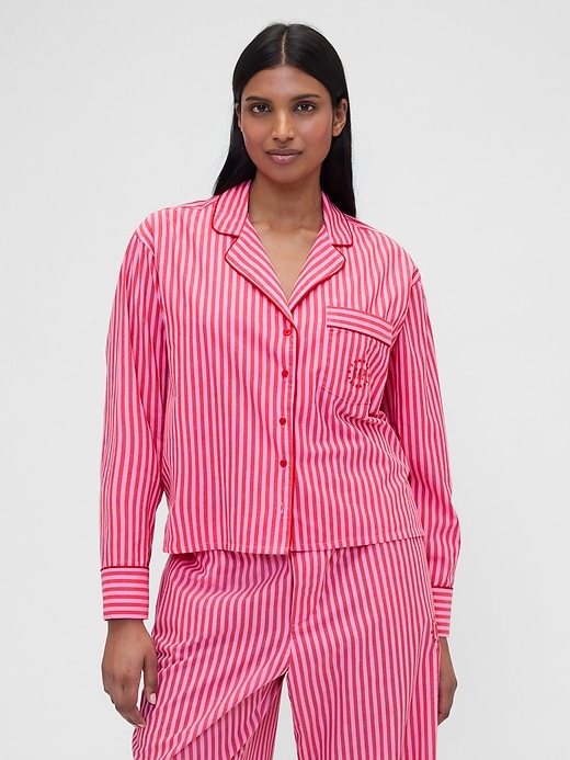 Image number 1 showing, Gap × Summer Fridays Relaxed Poplin Stripe PJ Shirt