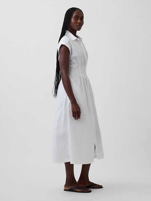 Image number 3 showing, Poplin Cinched Midi Shirtdress