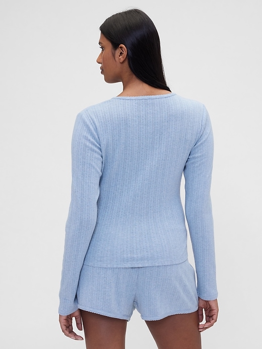 Image number 3 showing, Gap × Summer Fridays Pointelle Henley PJ Top