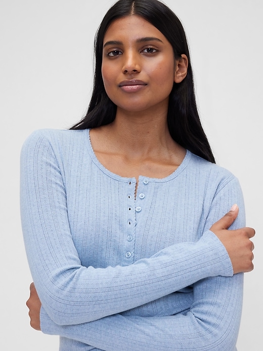 Image number 2 showing, Gap × Summer Fridays Pointelle Henley PJ Top