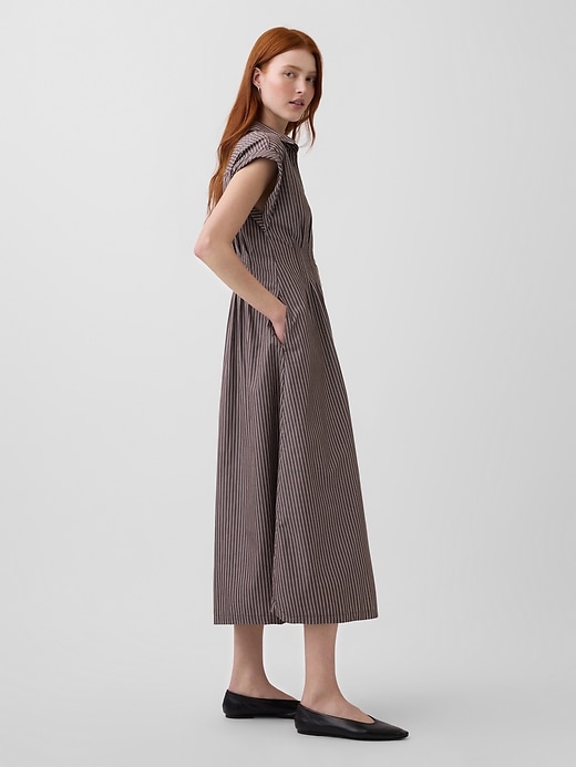 Image number 3 showing, Poplin Cinched Midi Shirtdress