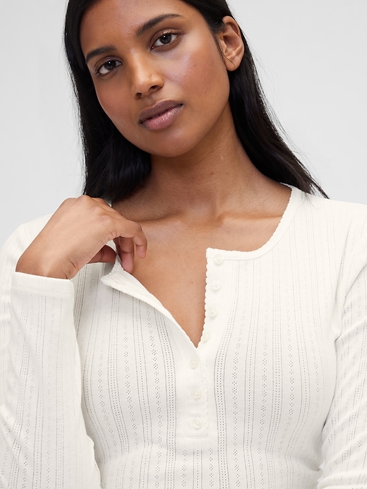 Image number 2 showing, Gap × Summer Fridays Pointelle Henley PJ Top