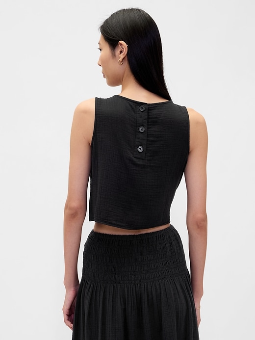 Image number 3 showing, Cotton Gauze Crop Shell Top